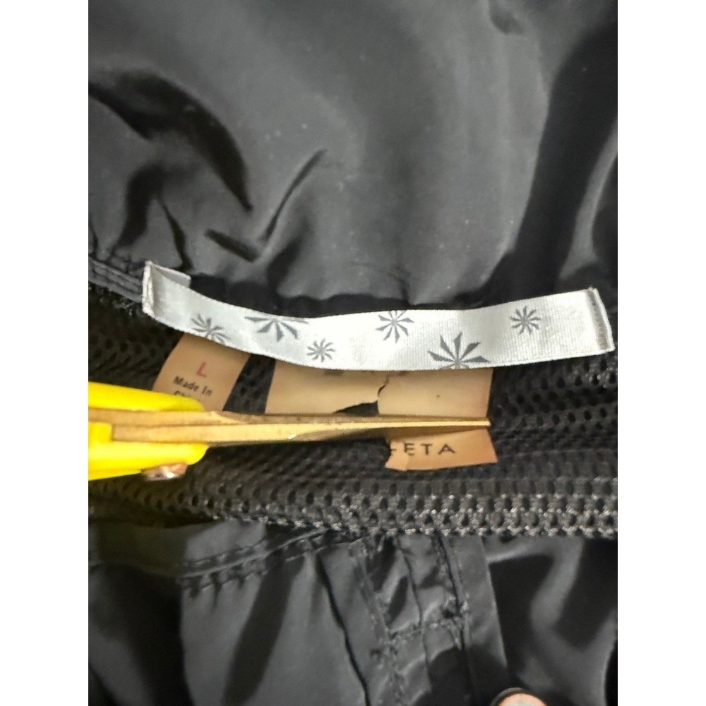Athleta Womens Black Hooded Windbreaker Jacket Cinched Waist Full Zip Size Large - Picture 9 of 10